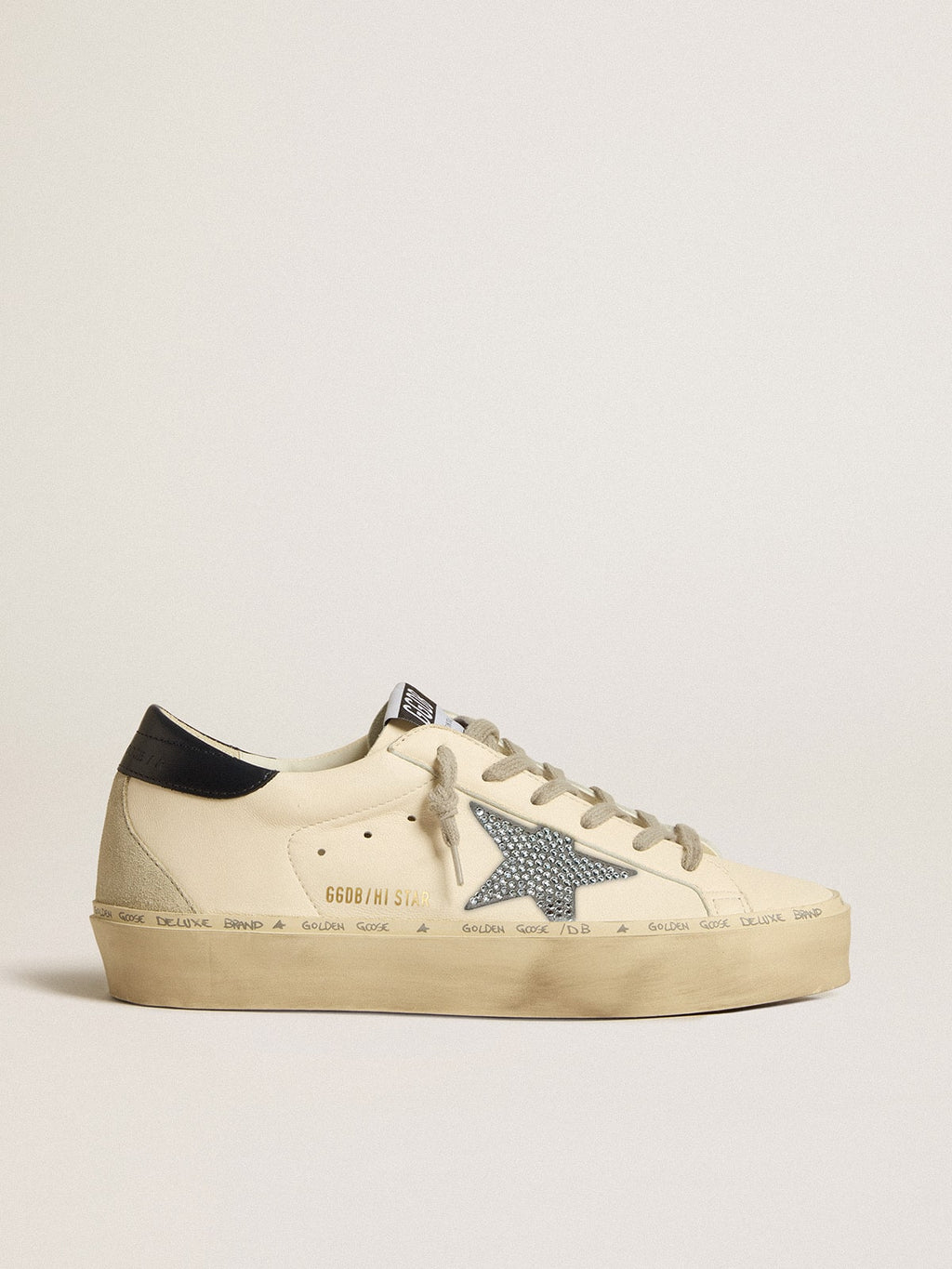 Golden Goose Hi Star in Nappa con Stella in Cristalli Swarovski e Talloncino in Pelle Blu Scuro