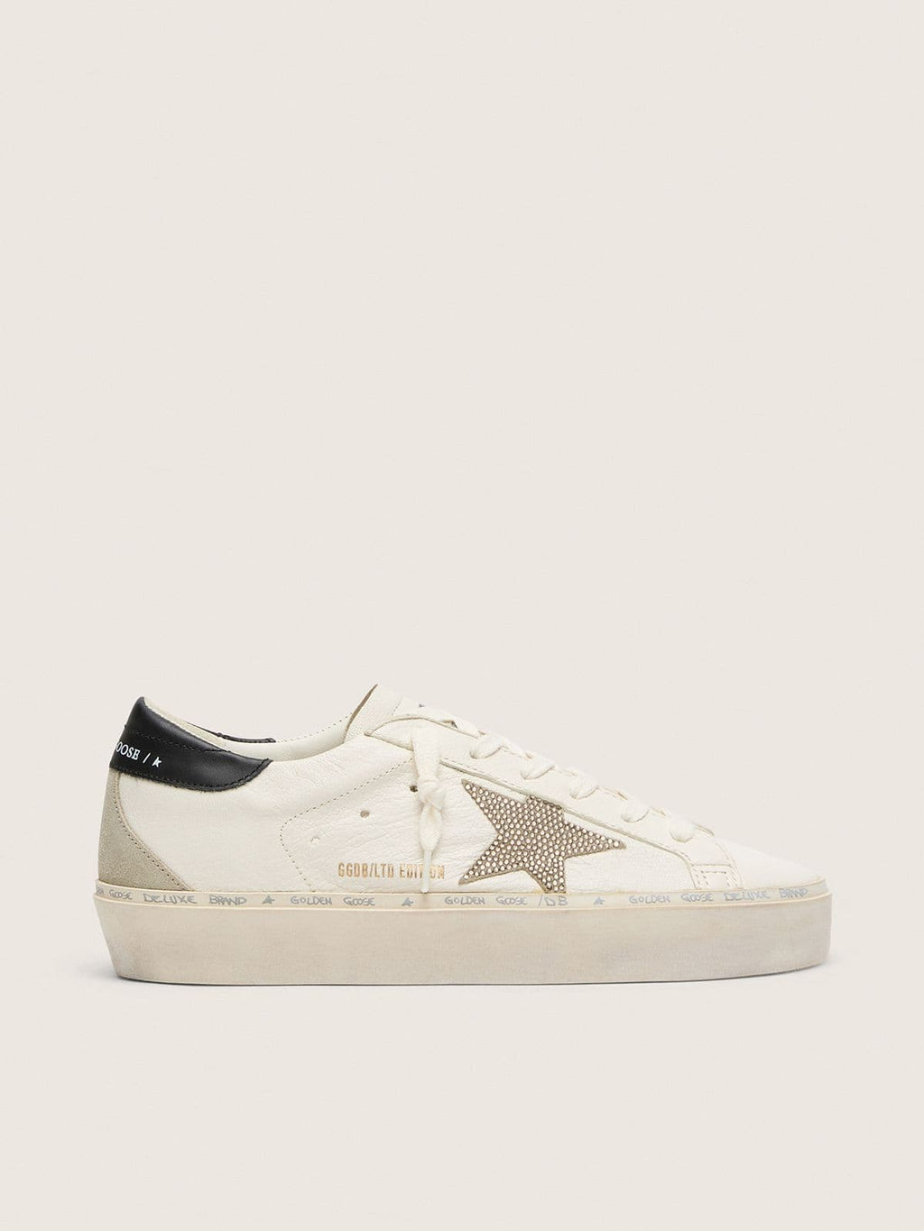 Golden Goose Hi Star  con Stella in Cristalli Swarovski e Talloncino in Pelle Nera