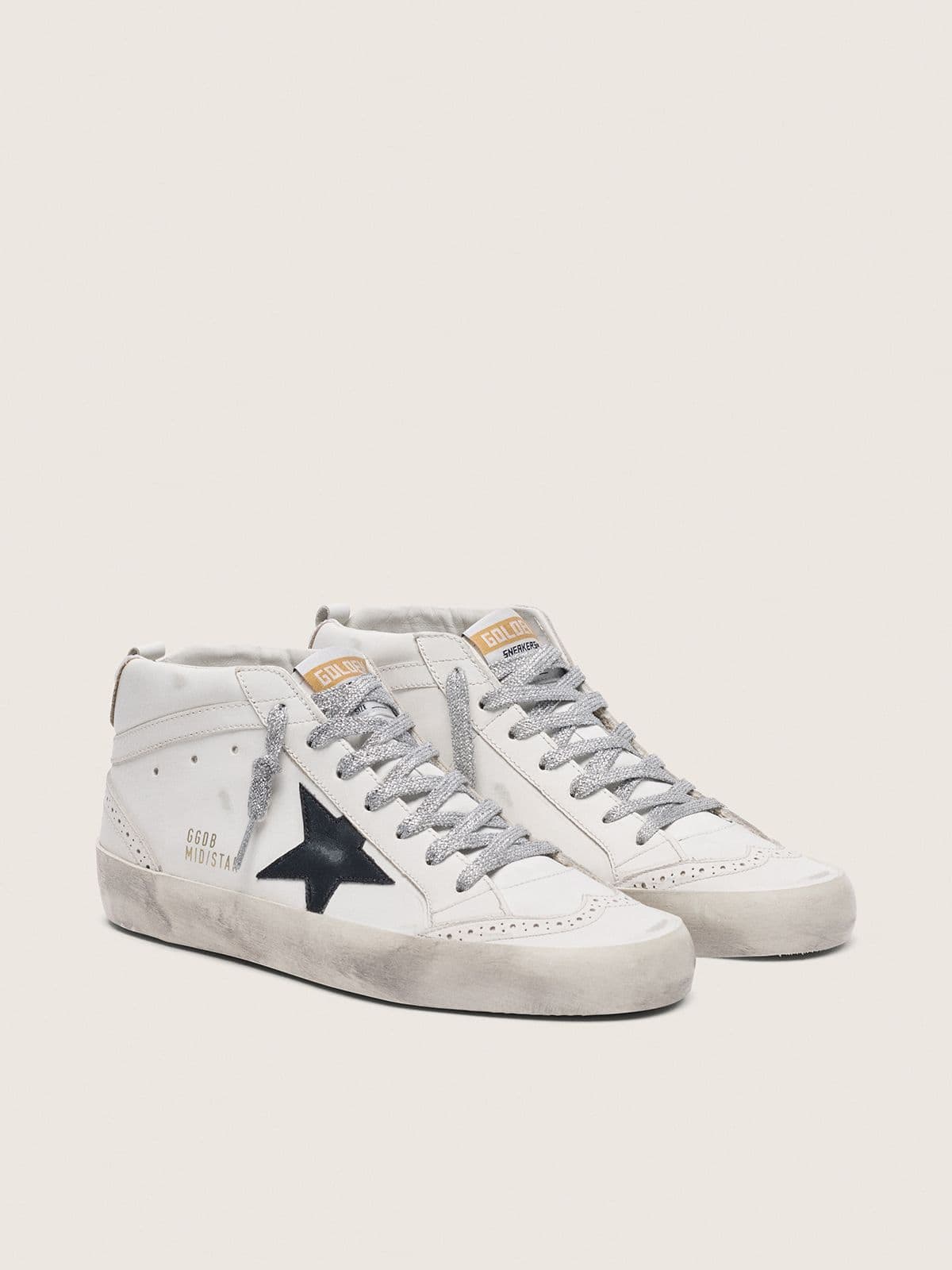 Golden Goose Mid Star Donna con Talloncino Laminato e Lacci Glitter