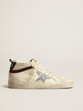 Golden Goose Mid Star in Nappa Bianca con Stella in Glitter Argento