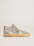 Golden Goose Mid Star Donna in Suede Bianco e Tortora con Cristalli Swarovski