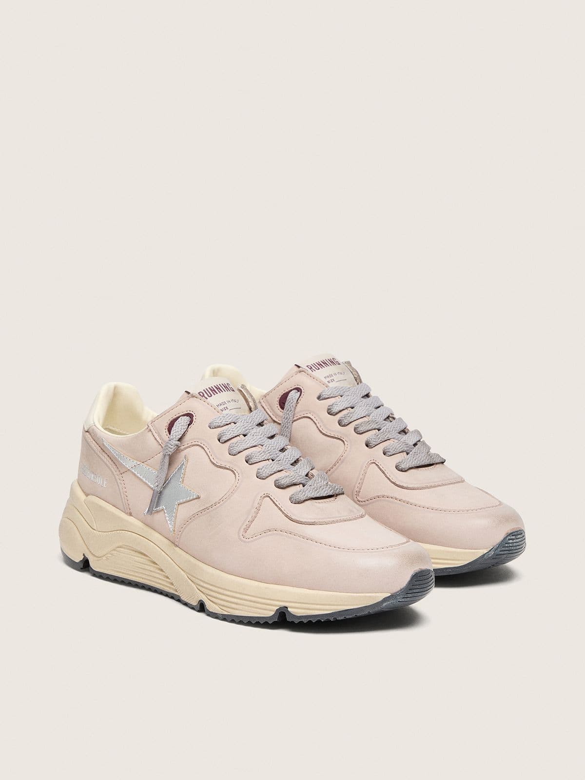 Golden Goose Running Sole Donna in Pelle Rosa Cipria con Stella Argento