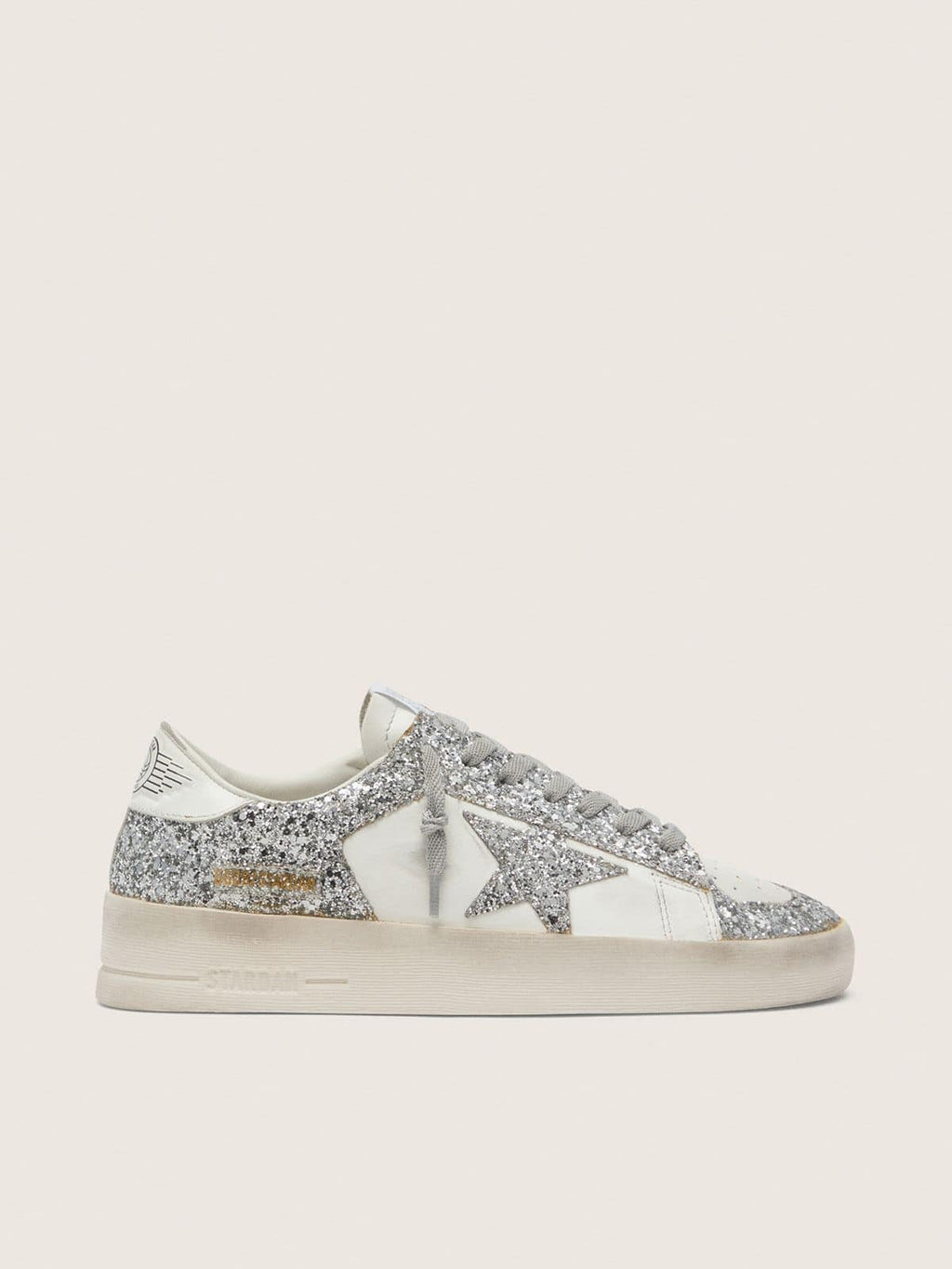 Golden Goose Stardan Donna in Pelle Bianca e Glitter