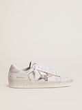 Golden Goose Stardan in Nappa con Stella in Pelle Laminata Argento e Talloncino in Suede Rosa