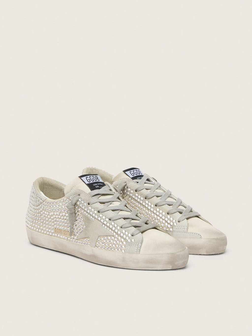 Golden Goose Super-Star in Nabuk con Cristalli Swarovski e Stella in Suede Ghiaccio