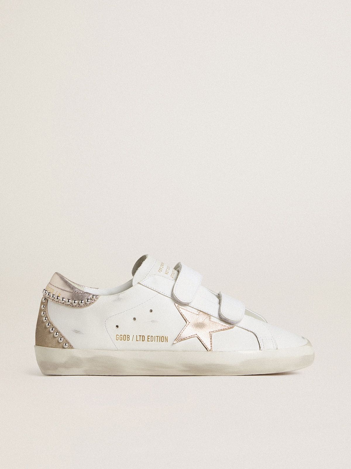 Golden Goose Old School Ltd Donna con Stella e Talloncino in Pelle Laminata Oro Rosa
