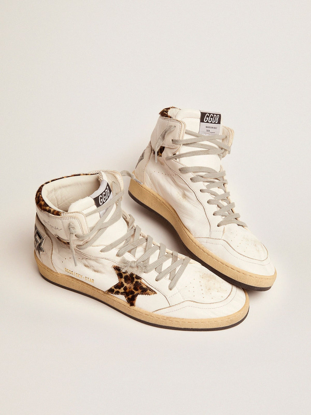 Golden Goose Sky Star Donna con Firma Sulla Caviglia e Inserti in Cavallino Leo