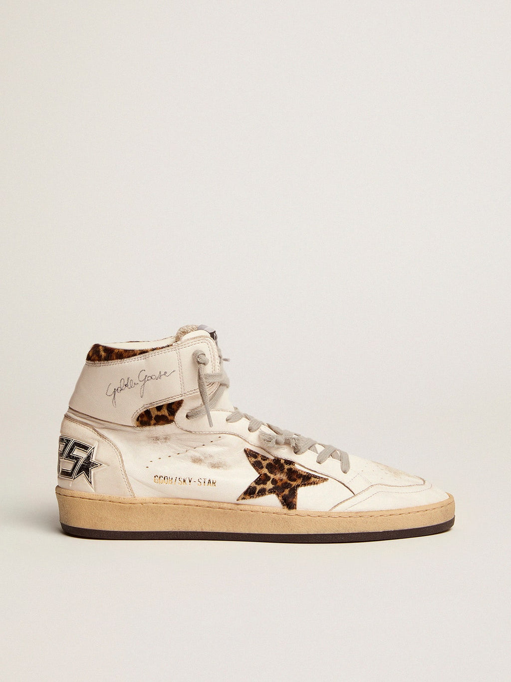 Golden Goose Sky Star Donna con Firma Sulla Caviglia e Inserti in Cavallino Leo