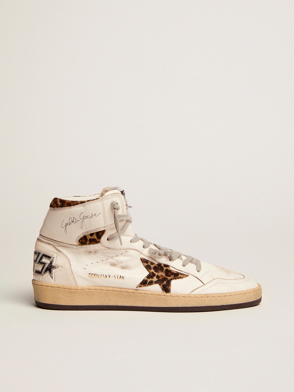 Golden Goose Sky Star Donna con Firma Sulla Caviglia e Inserti in Cavallino Leo