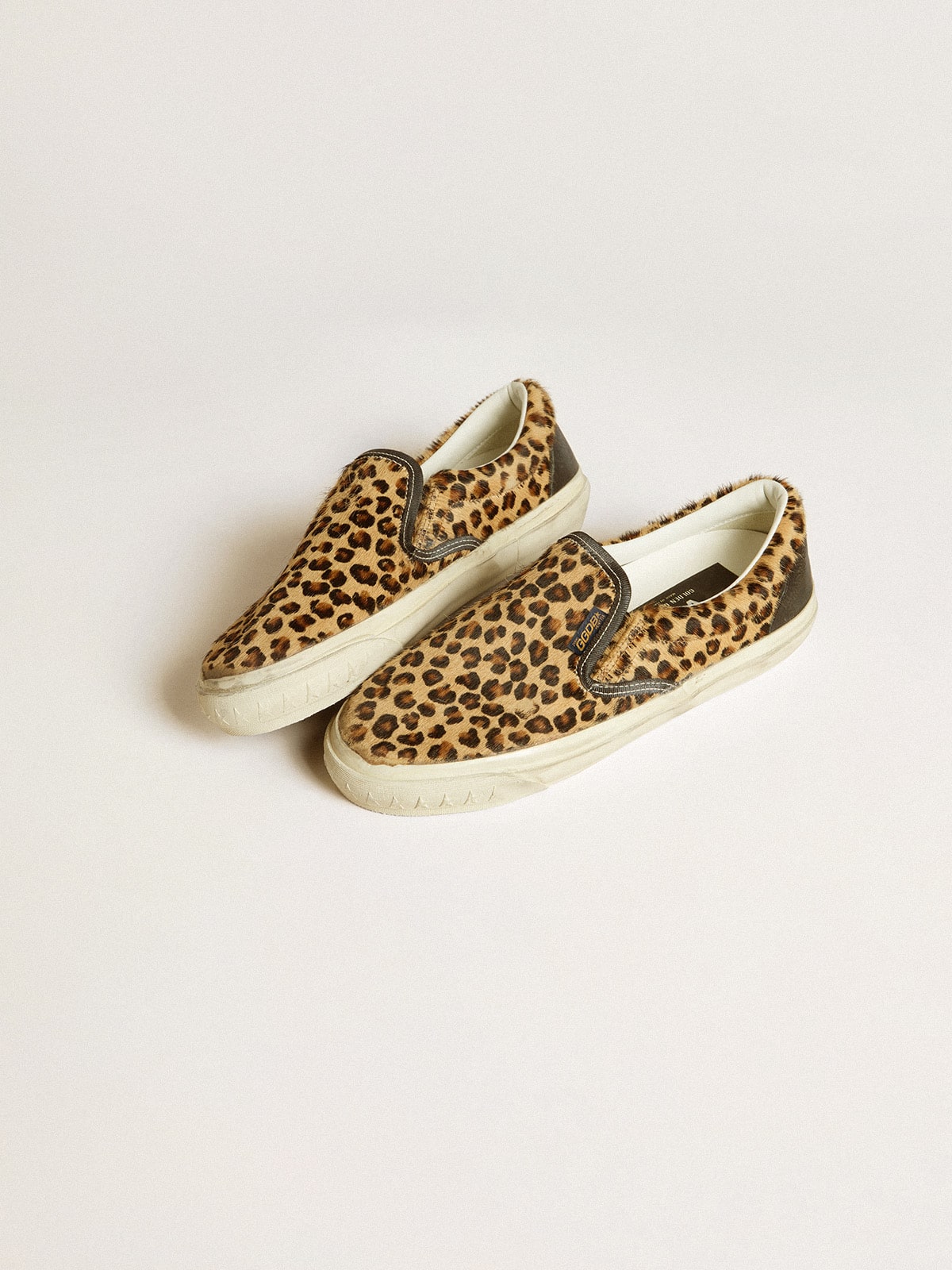 Golden Goose Vce Penstar Donna in Cavallino Leopardato con Talloncino in Pelle Nera