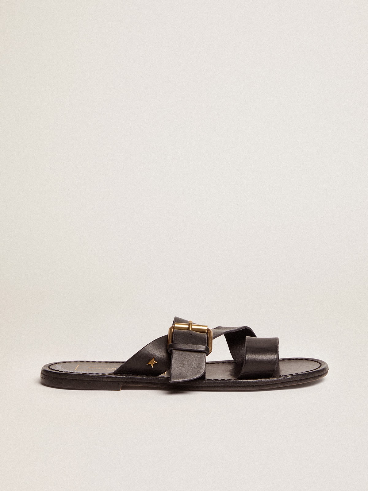 Golden Goose Sandali Bassi Margaret Donna in Pelle Resinata Nera