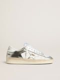 Golden Goose Stardan in Pelle Laminata Argento con Talloncino Bianco