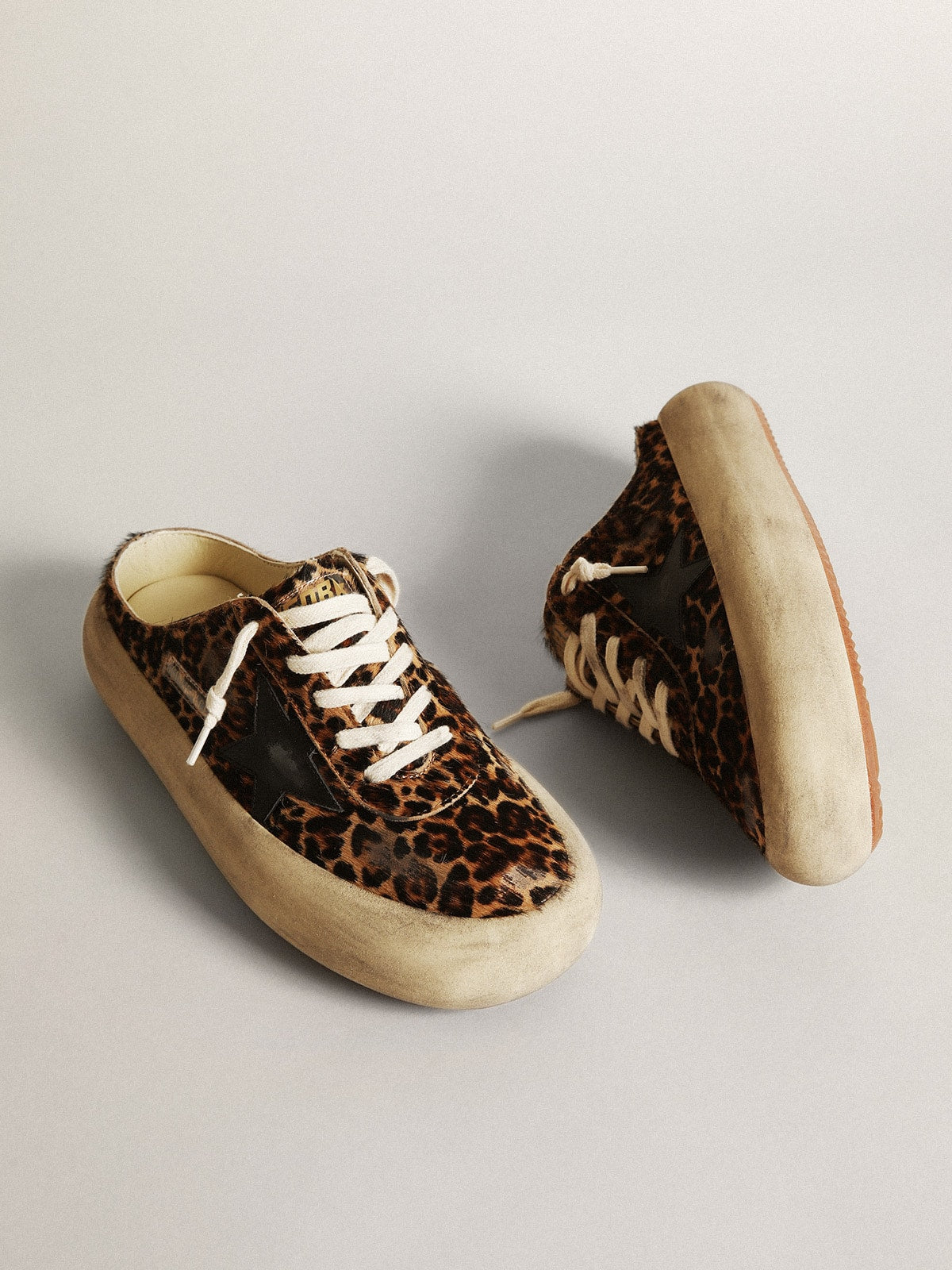 Golden Goose Space Star Sabot Donna in Cavallino Leo con Stella Nera