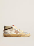 Golden Goose Mid Star con Inserti in Pelle Laminata Argento e Stella Rosa