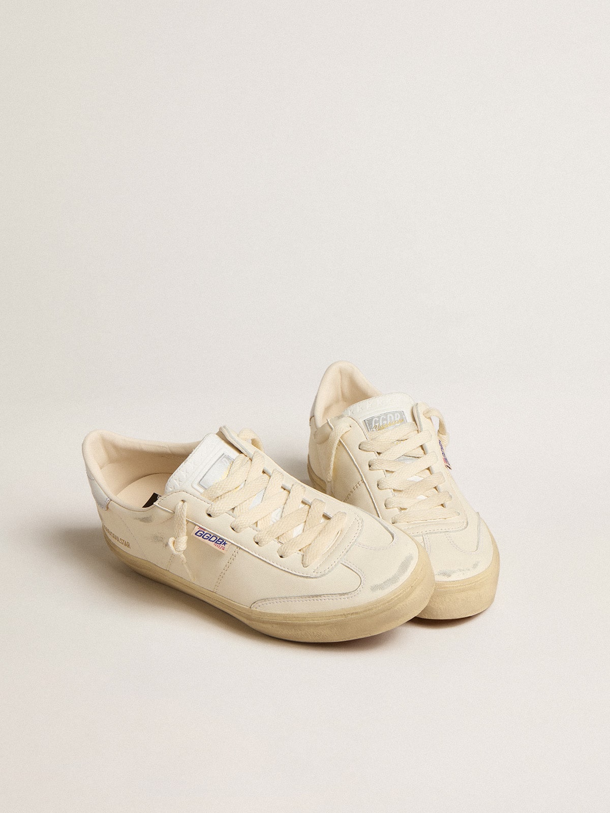 Golden Goose Soul Star in Nappa Bianca con Talloncino in Pelle Laminata Argento