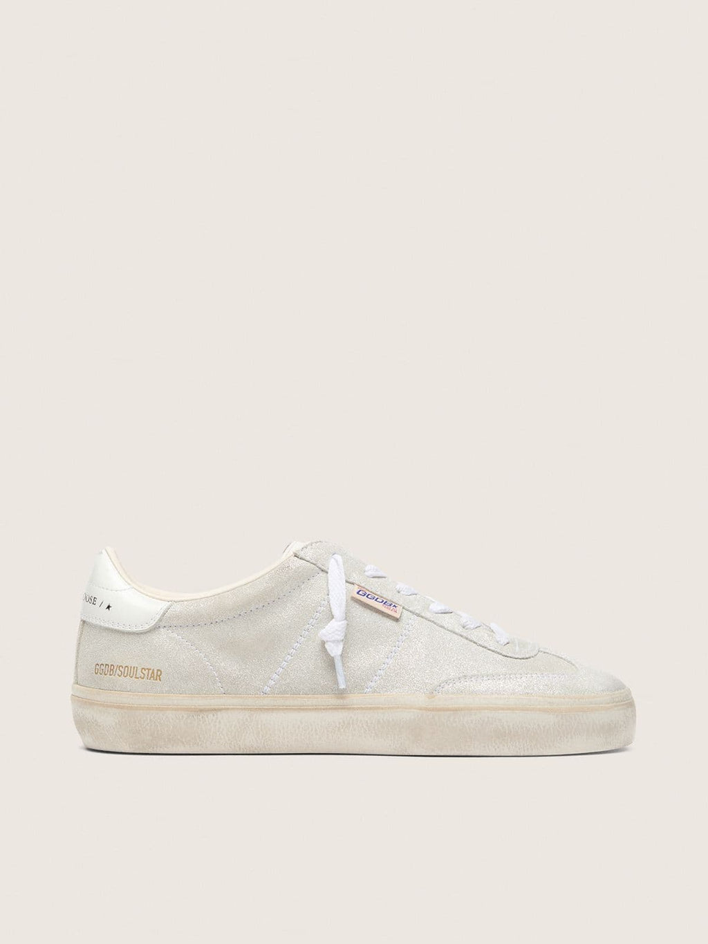 Golden Goose Soul Star Donna in Suede Beige con Talloncino in Pelle Color Bianco
