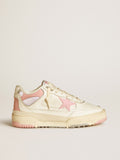 Golden Goose Forty2 Donna con Stella Rosa e Talloncino in Pelle Bianca