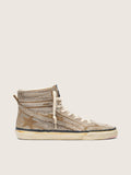 Golden Goose Slide Donna Lab in Suede Tabacco con Cristalli e Stella in Suede Color Tabacco