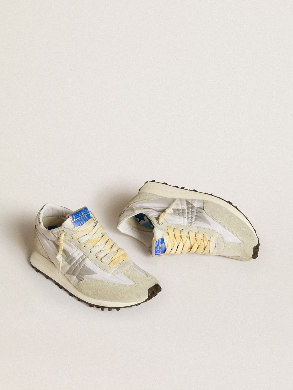 Golden Goose Marathon Donna con Tomaia in Nylon Bianco e Stella Argento