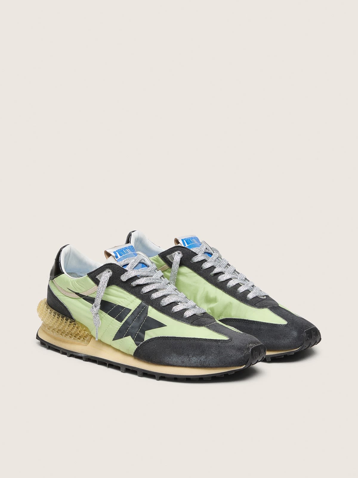 Golden Goose Marathon Donna con Tomaia in Nylon Verde e Stella Nera