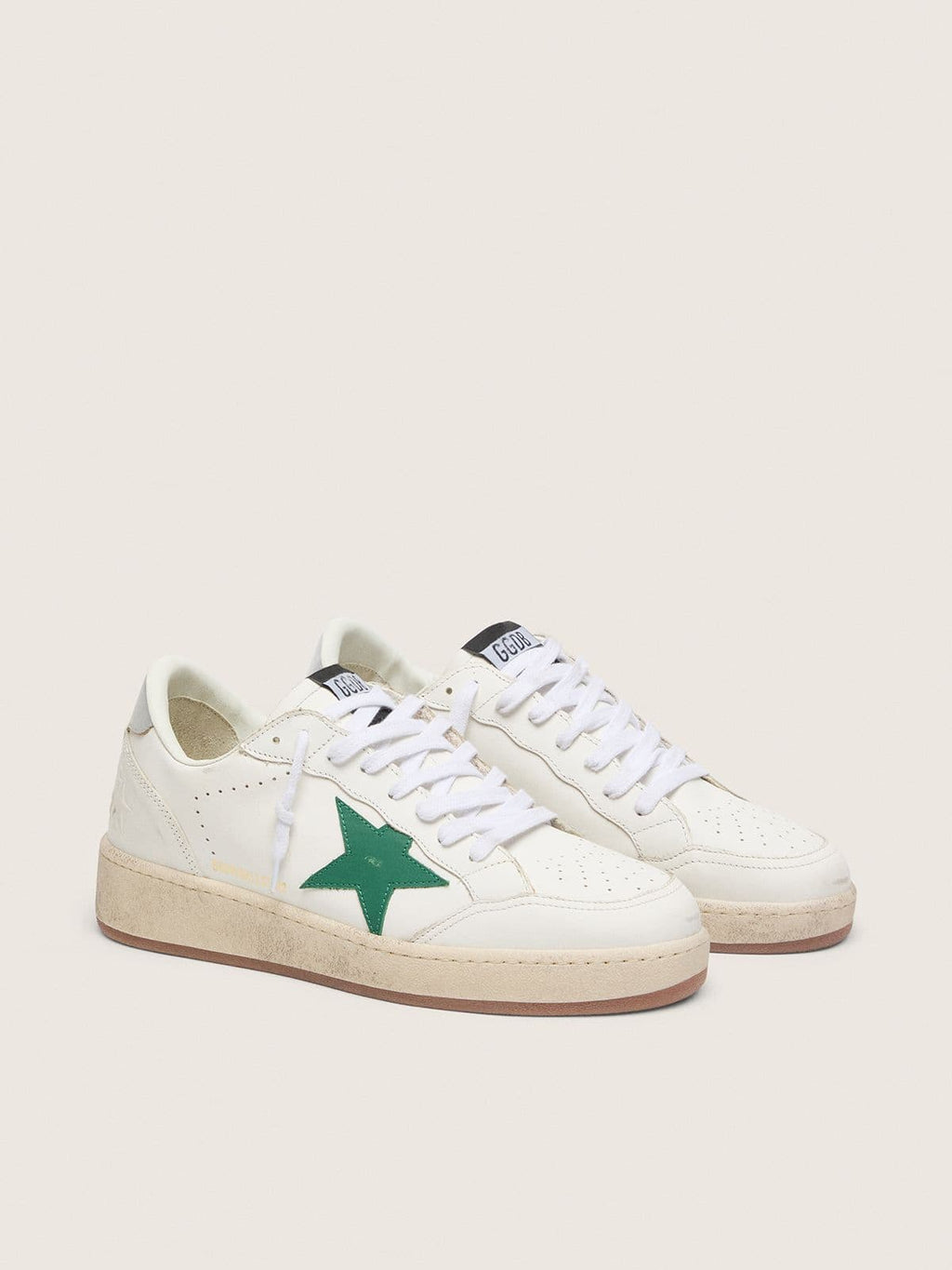 Golden Goose Ball Star Donna con Stella in Pelle Verde e Talloncino in Pelle Laminata