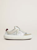 Golden Goose Space Star Cube Donna in Pelle Color Ghiaccio e Argento con Talloncino Bordeaux