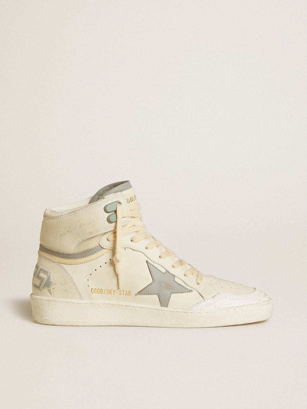 Golden Goose Sky Star Donna in Pelle con Stella in Pelle Azzurra e Talloncino Bianco