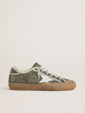 Golden Goose Super-Star Ltd Donna in Canvas Verde con Stella in Pelle Bianca