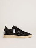 Golden Goose Ball Star Donna a Rete con Cristalli Swarovski con Stella e Talloncino in Pelle Laminata Nera