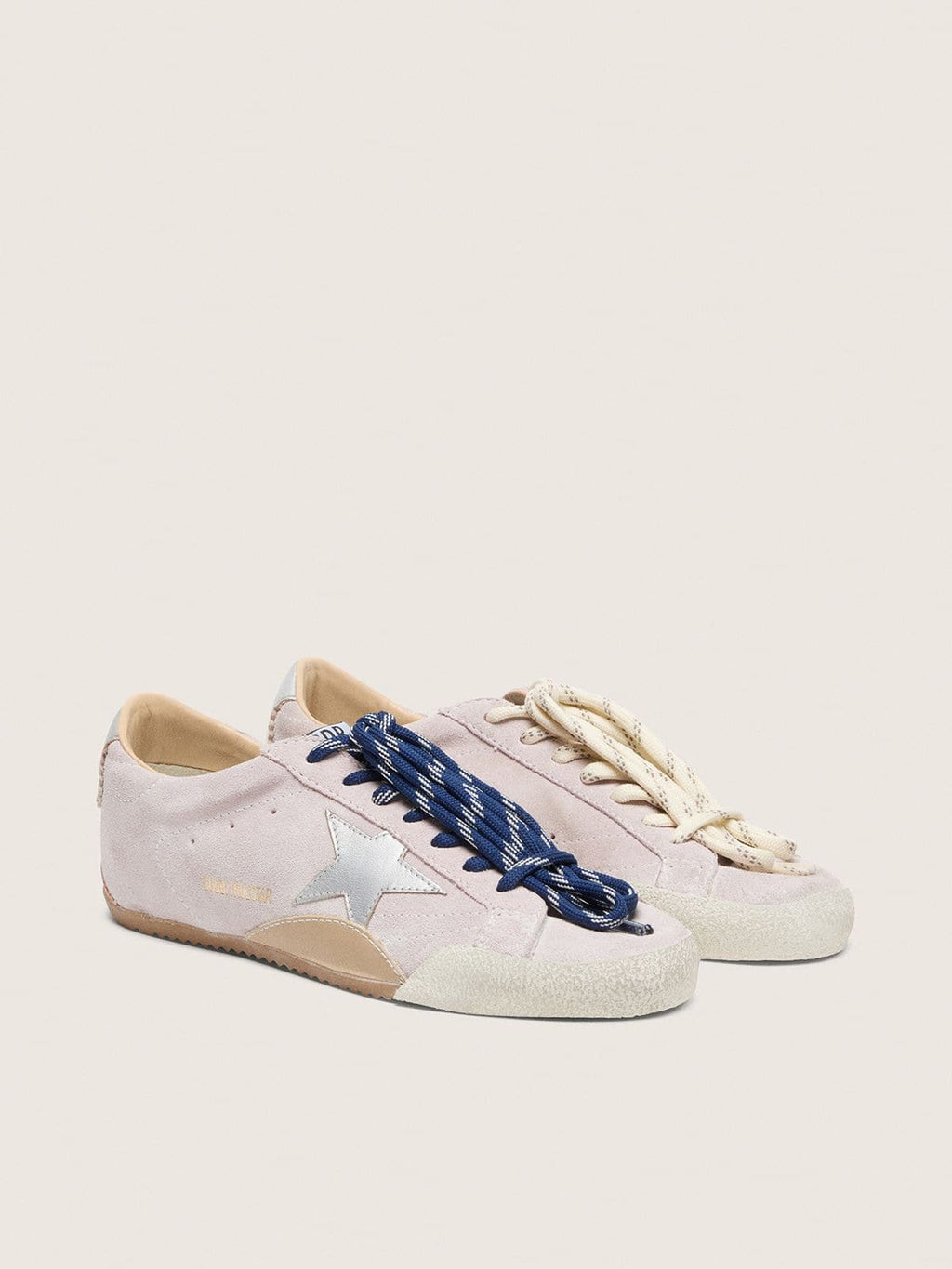 Golden Goose True-Star Donna in Suede Rosa Pastello con Stella e Talloncino Argento