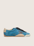 Golden Goose True-Star Donna in Suede Ottanio con Stella Nera e Talloncino Panna