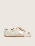 Golden Goose True-Star Donna in Suede Grigio Chiaro con Stella e Talloncino Laminati Argento