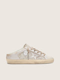 Golden Goose Super-Star Sabot Ltd Donna in Swarovski con Stella in Pelle Laminata Argento