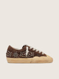 Golden Goose Super-Star Penstar Donna in Suede Marrone con Borchie