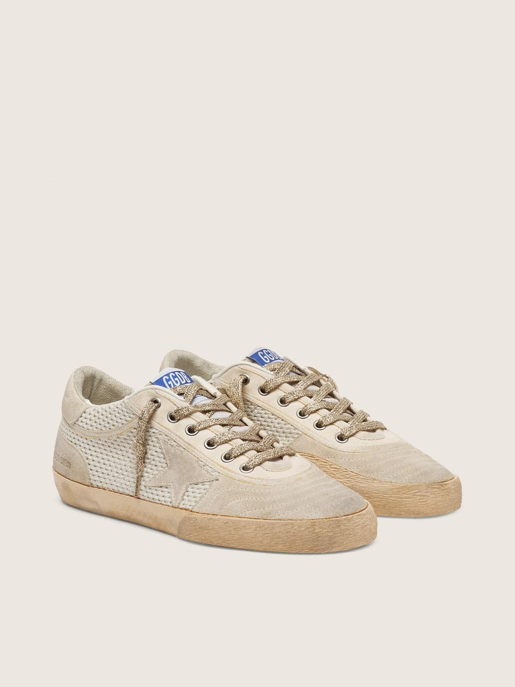 Golden Goose Super-Star Lab Donna in Rete con Stella in Suede Beige