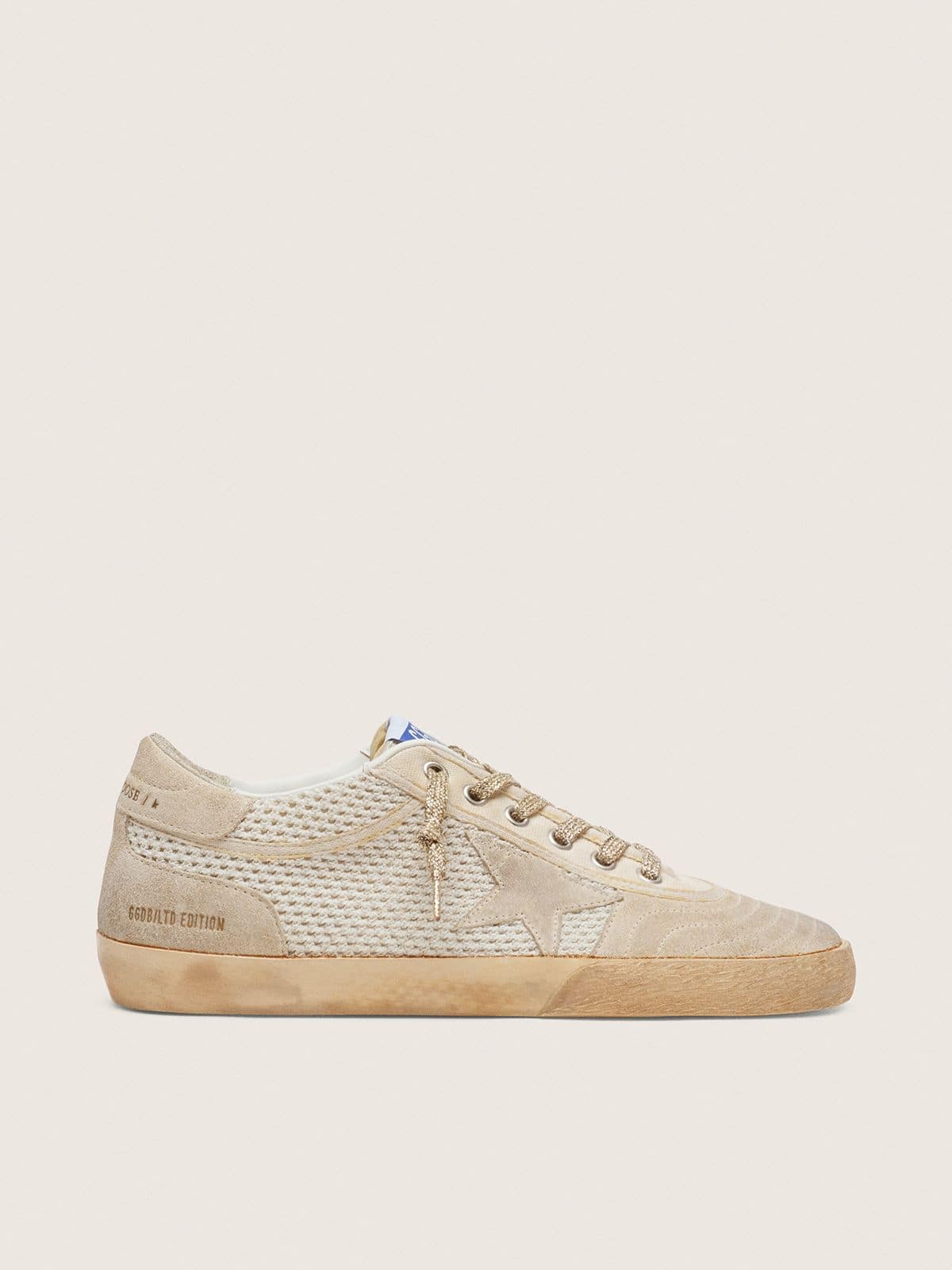 Golden Goose Super-Star Lab Donna in Rete con Stella in Suede Beige