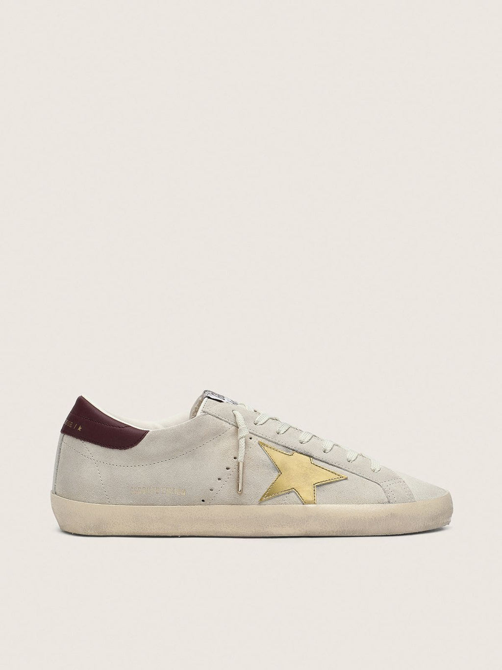 Golden Goose Super-Star Donna Cny in Suede Avorio con Stella in Pelle Laminata e e Talloncino in Pelle