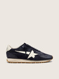 Golden Goose Marathon Donna in Suede Blu Scuro con Stella e Talloncino in Pelle