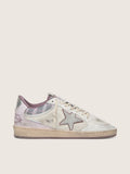 Golden Goose Ball Star Lab Donna in Nylon e Cavallino Bianco con Stella Argento e Inserti Lilla