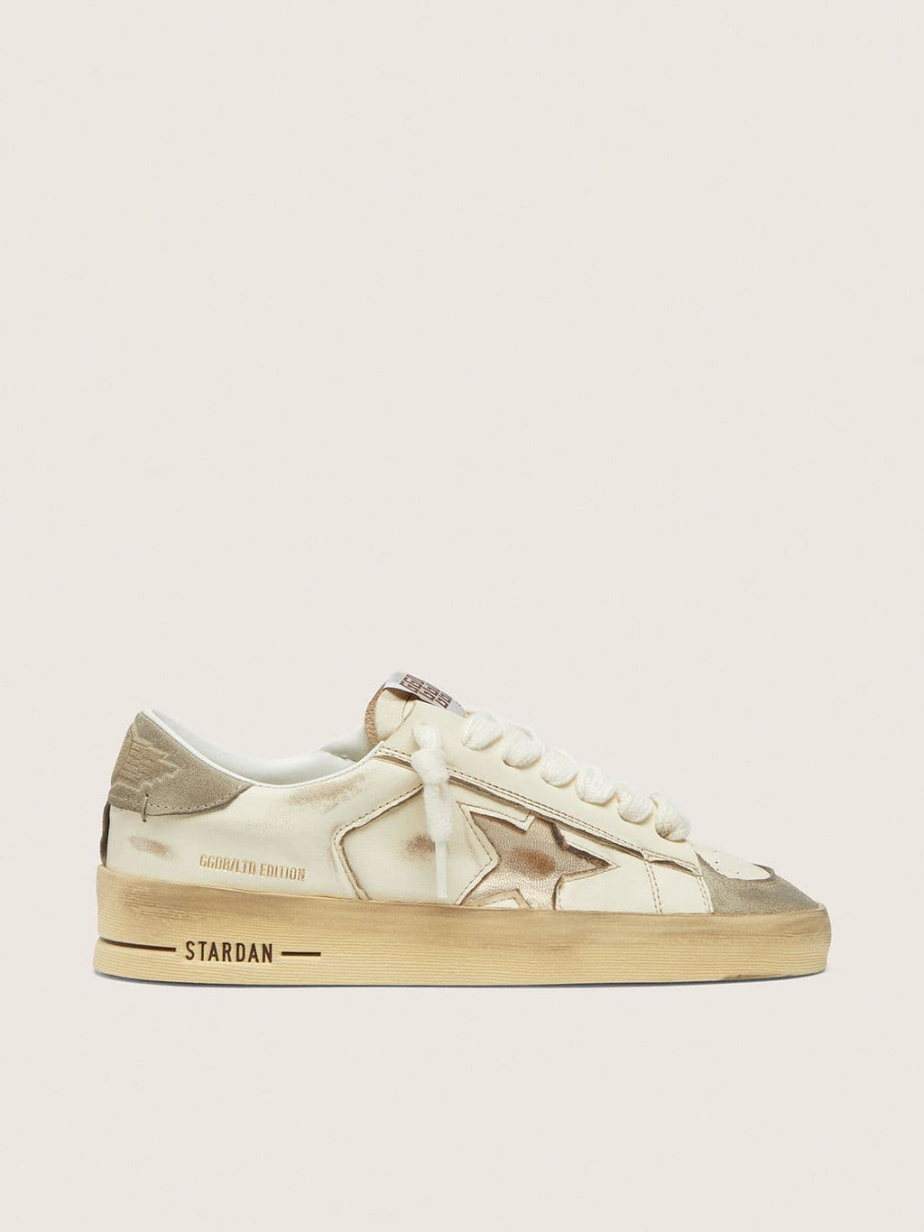 Golden Goose Stardan Ltd Donna in Suede e Nappa Bianca con Stella Oro