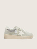 Golden Goose Ball Star Donna in Suede Grigio Chiaro con Stella e Inserti Glitter
