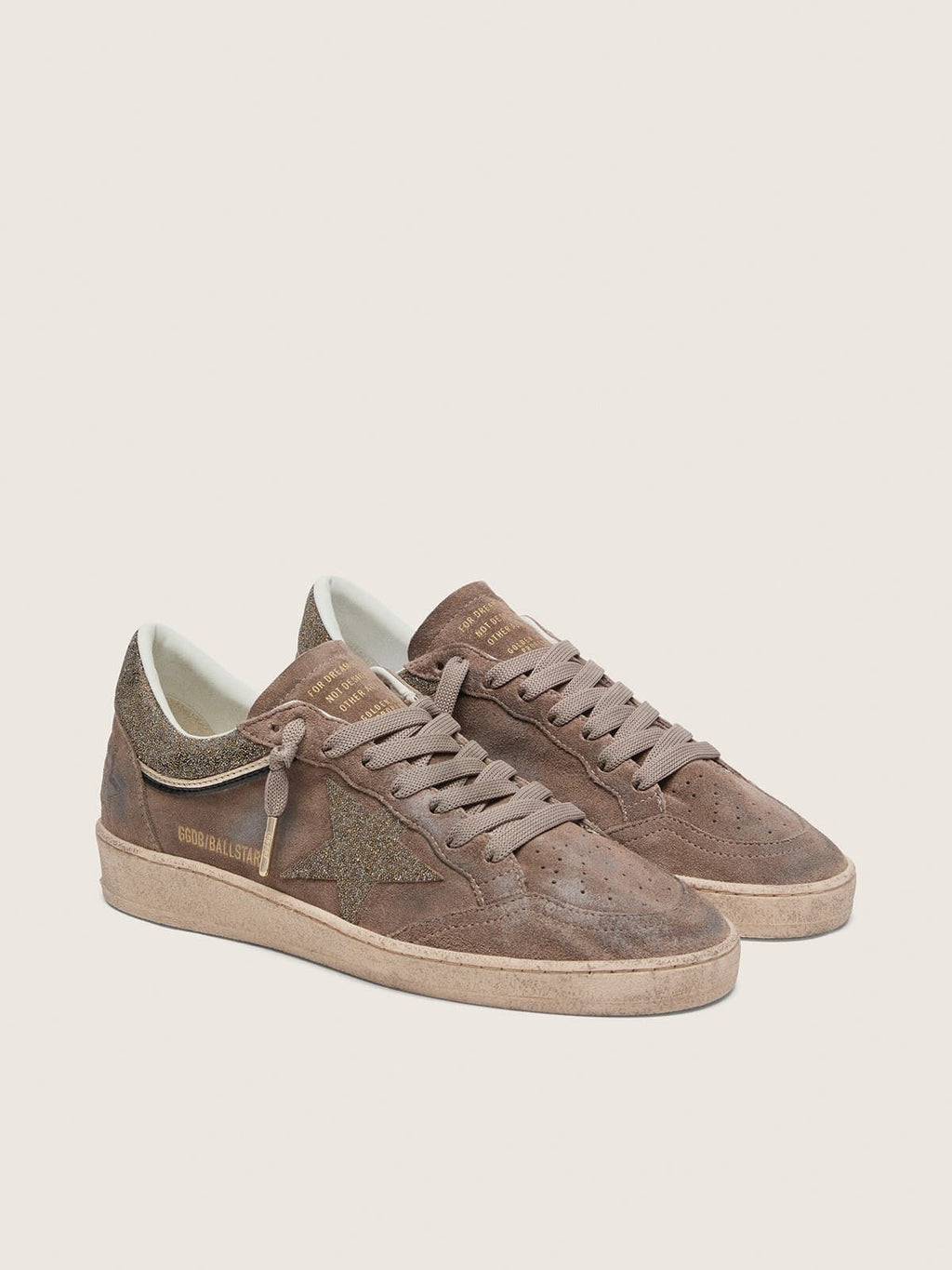 Golden Goose Ball Star Donna in Suede Marrone con Stella Swarovski Marrone