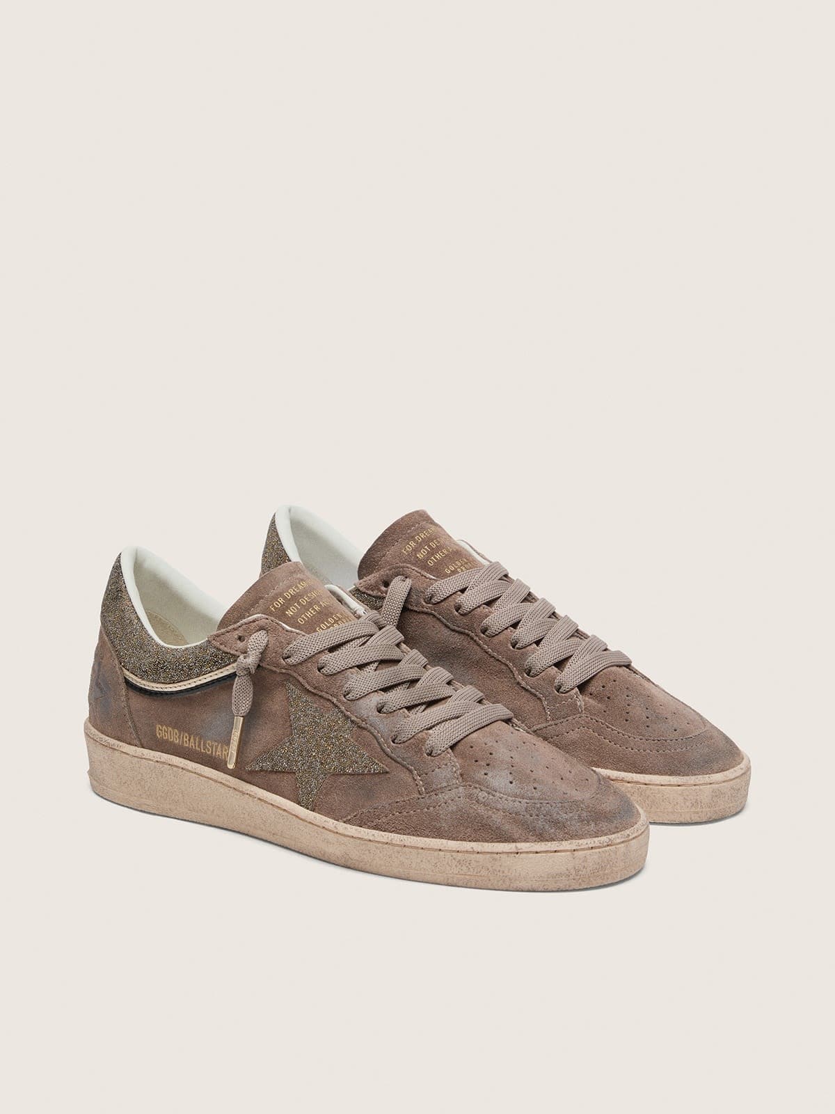 Golden Goose Ball Star Donna in Suede Marrone con Stella Swarovski Marrone