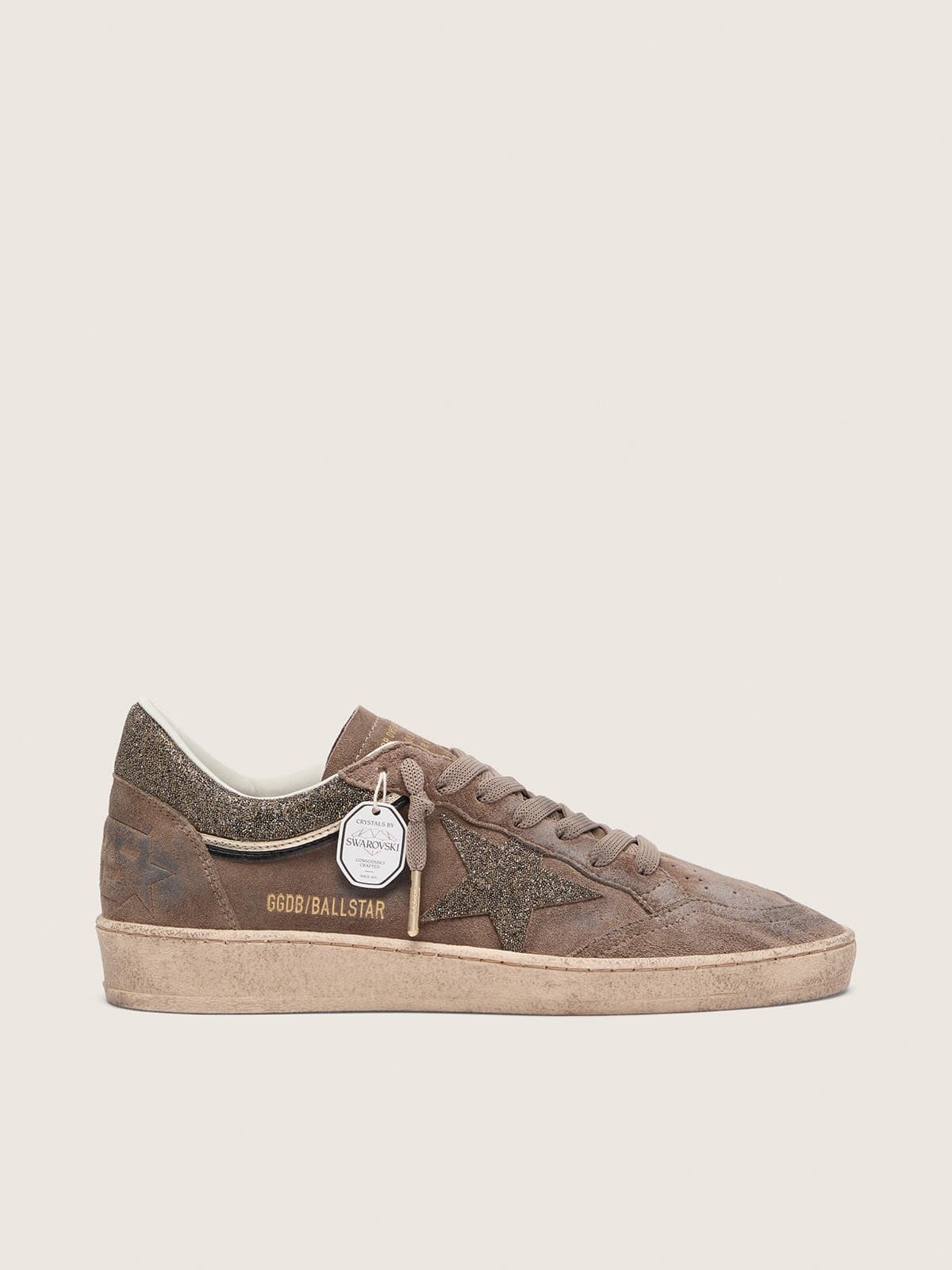 Golden Goose Ball Star Donna in Suede Marrone con Stella Swarovski Marrone