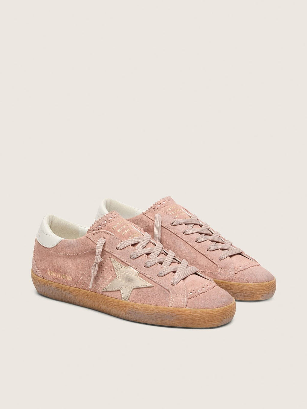 Golden Goose Super-Star Ltd Donna in Suede Rosa con Stella in Pelle Laminata Platino