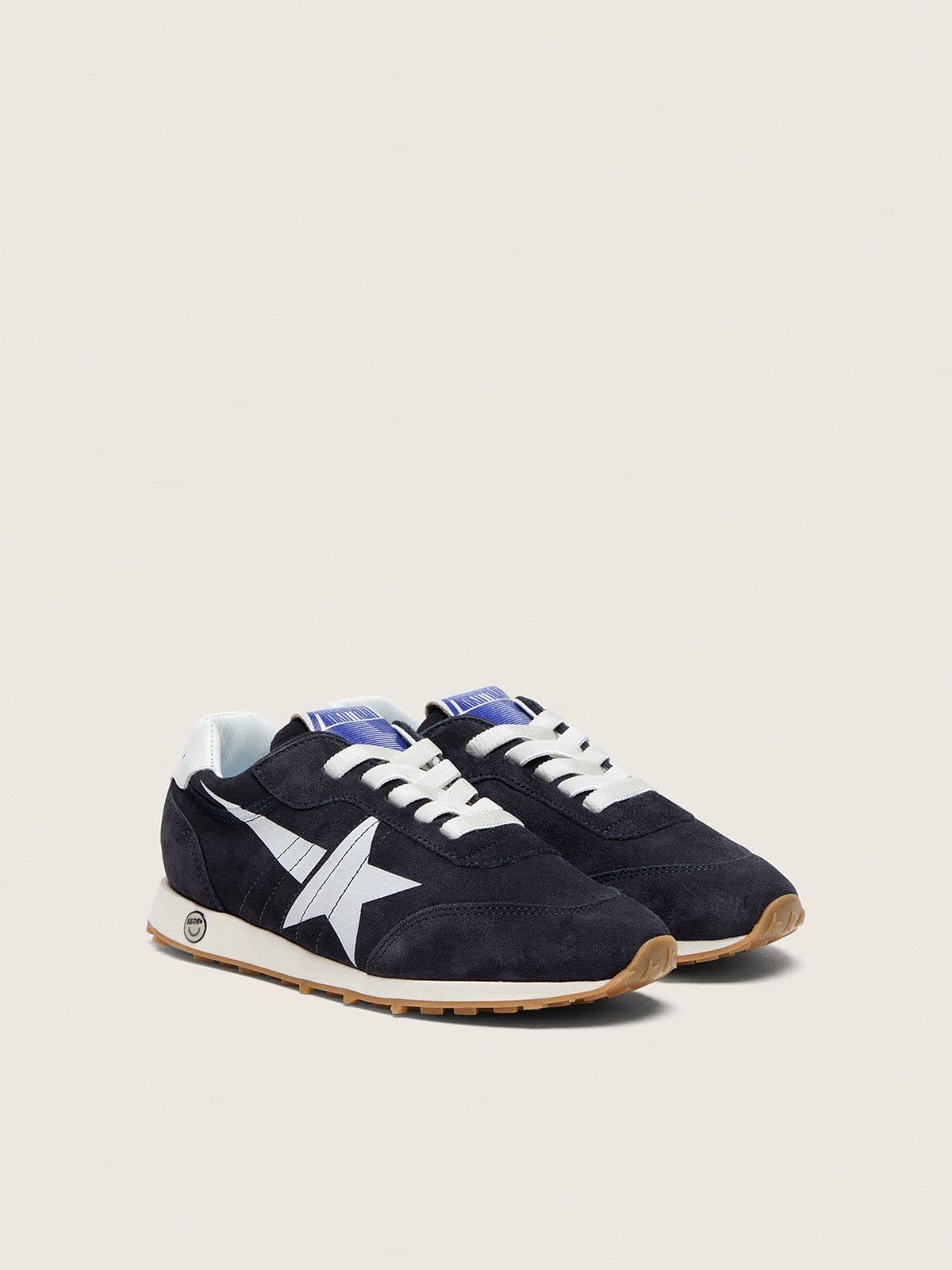NUOVO ARRIVO - Golden Goose Marathon Young in suede blu scuro con stella bianca
