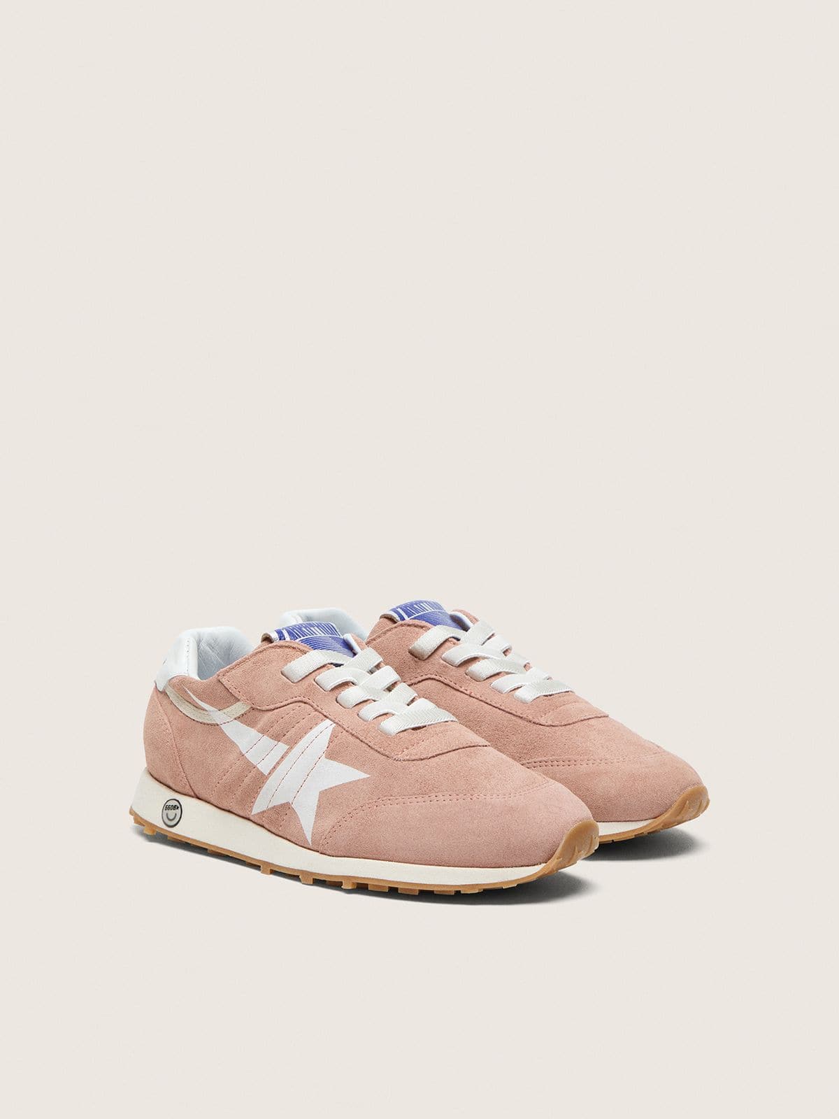 NUOVO ARRIVO - Golden Goose Marathon Young in suede rosa con stella bianca