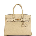 Pre-owned Hermes Birkin 30 Parchemin Ostrich Gold Hardware – Accessorio premium elegante