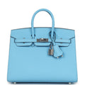 Hermes Birkin Sellier 25 Celeste Epsom Palladium Hardware – Accessorio premium elegante