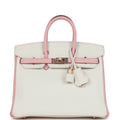 Hermes Special Order (HSS) Birkin 25 White and Rose Sakura Clemence Rose Gold Hardware – Accessorio premium elegante